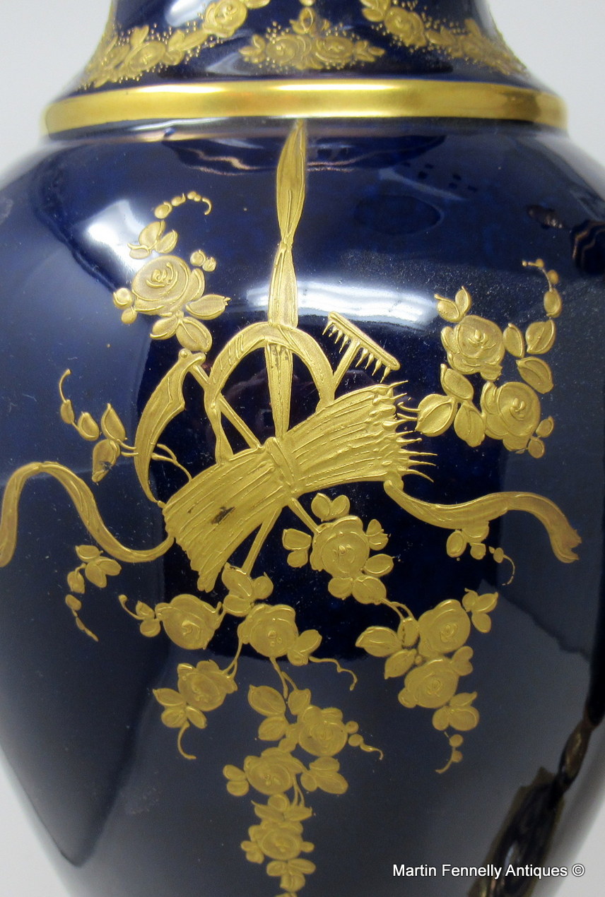 764 Sold Stunning VERY LARGE Pair French Sevres Hand Painted Porcelain Ormolu Lamps 19th Ct - Image 5