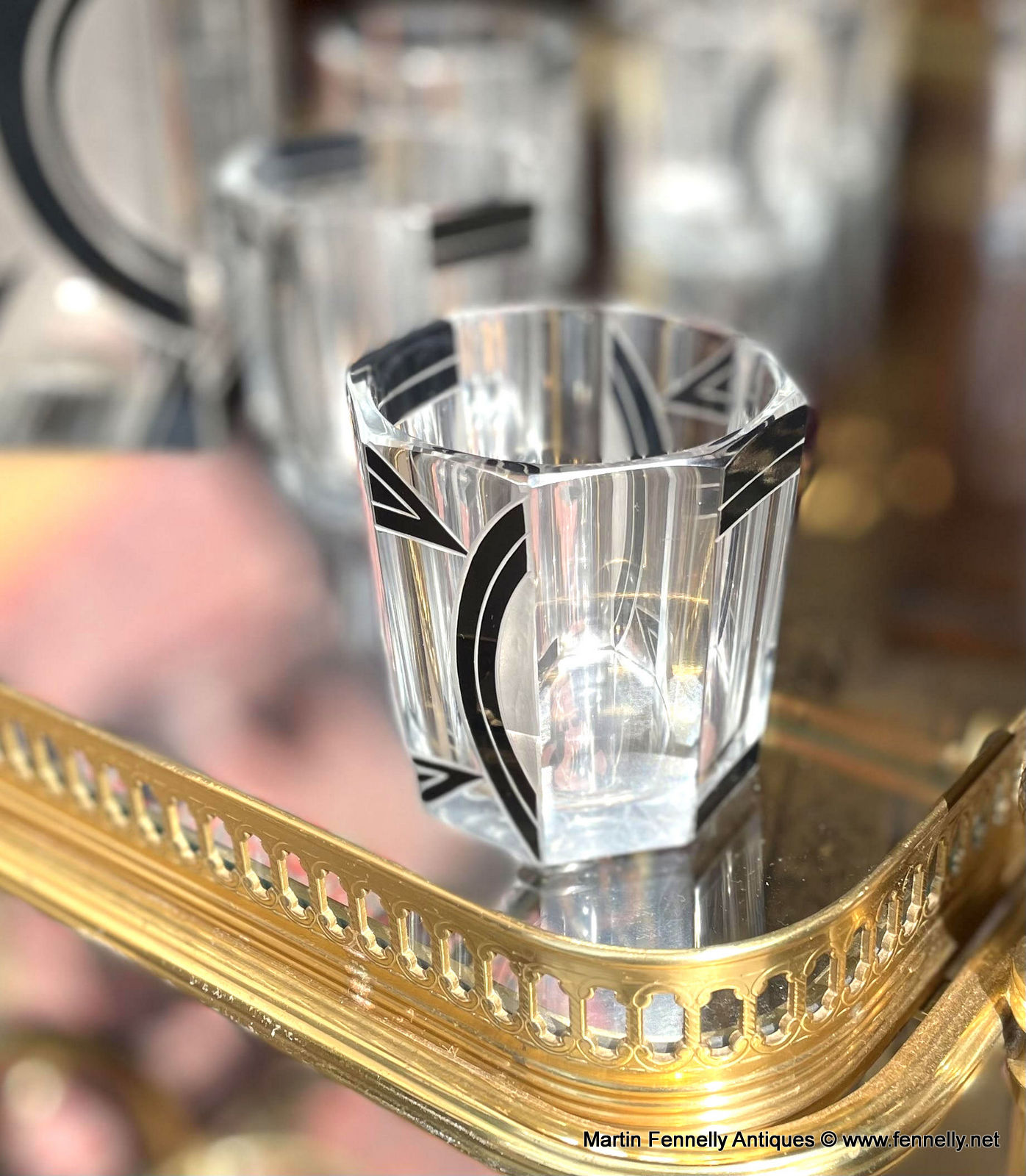 525 Sold Rare Art Deco Whiskey Crystal Decanter set and Tray- Karl Palda 1930's - Image 5