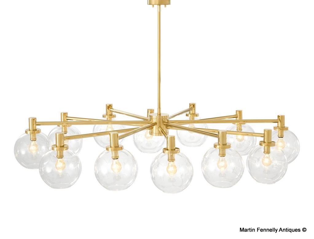 M073 Stunning Large Brass and Clear Shade Chandelier - Image 2