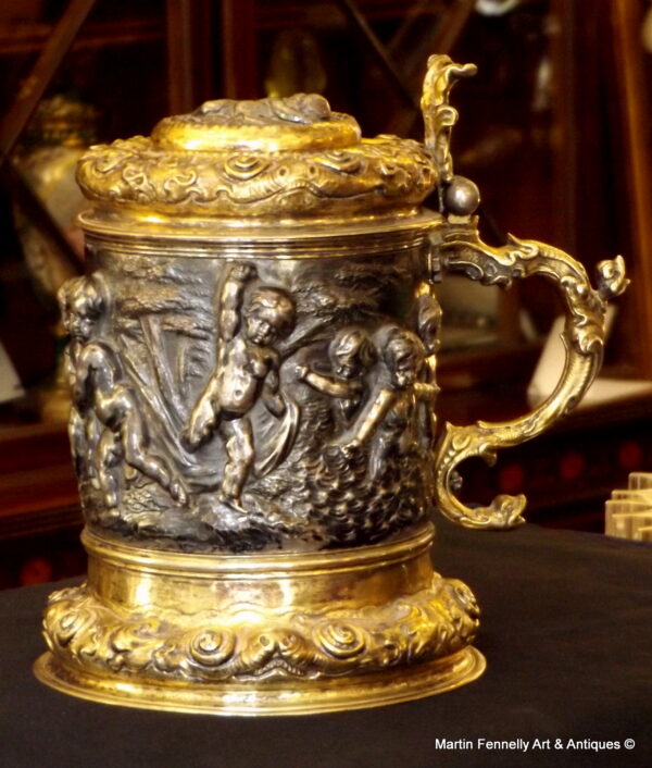 517 Sold German Parcel Gilt Solid Silver Tankard - 1646 - Hermann Labrecht