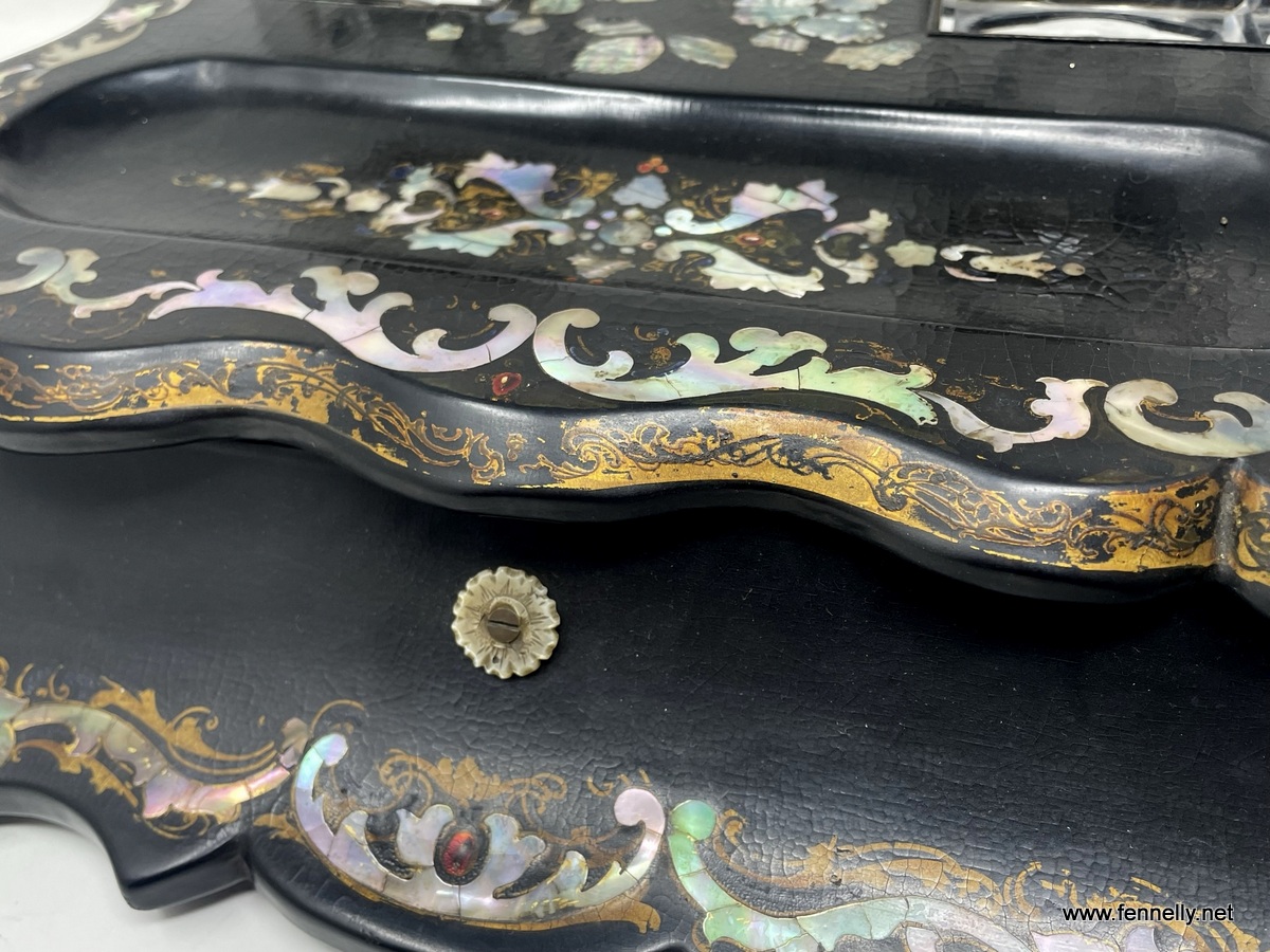 544 English Victorian Japanned Papier Mache desk set Circa 1890 - Image 5