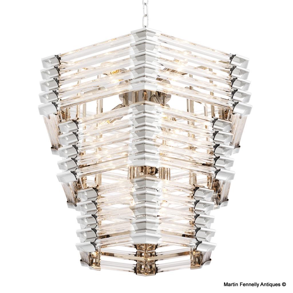 M086 Sold Superb Clear Glass Rod and Nickel luxury modern chandelier - Image 2