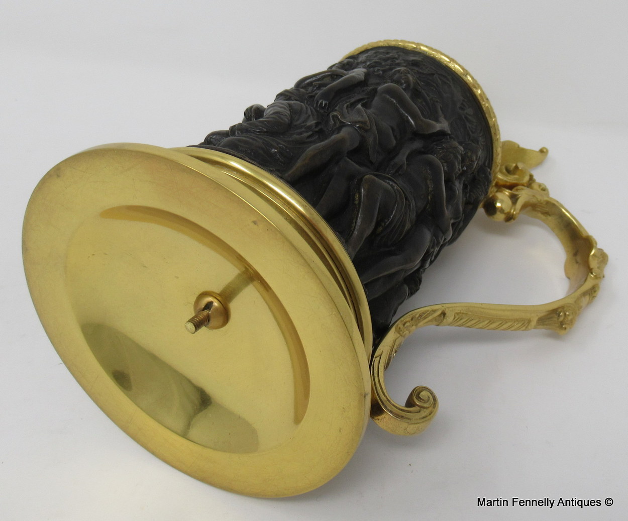 288 Sold French Grand Tour Bronze Ormolu Tankard Bacchanalian Revel Banquet 19Ct - Image 3