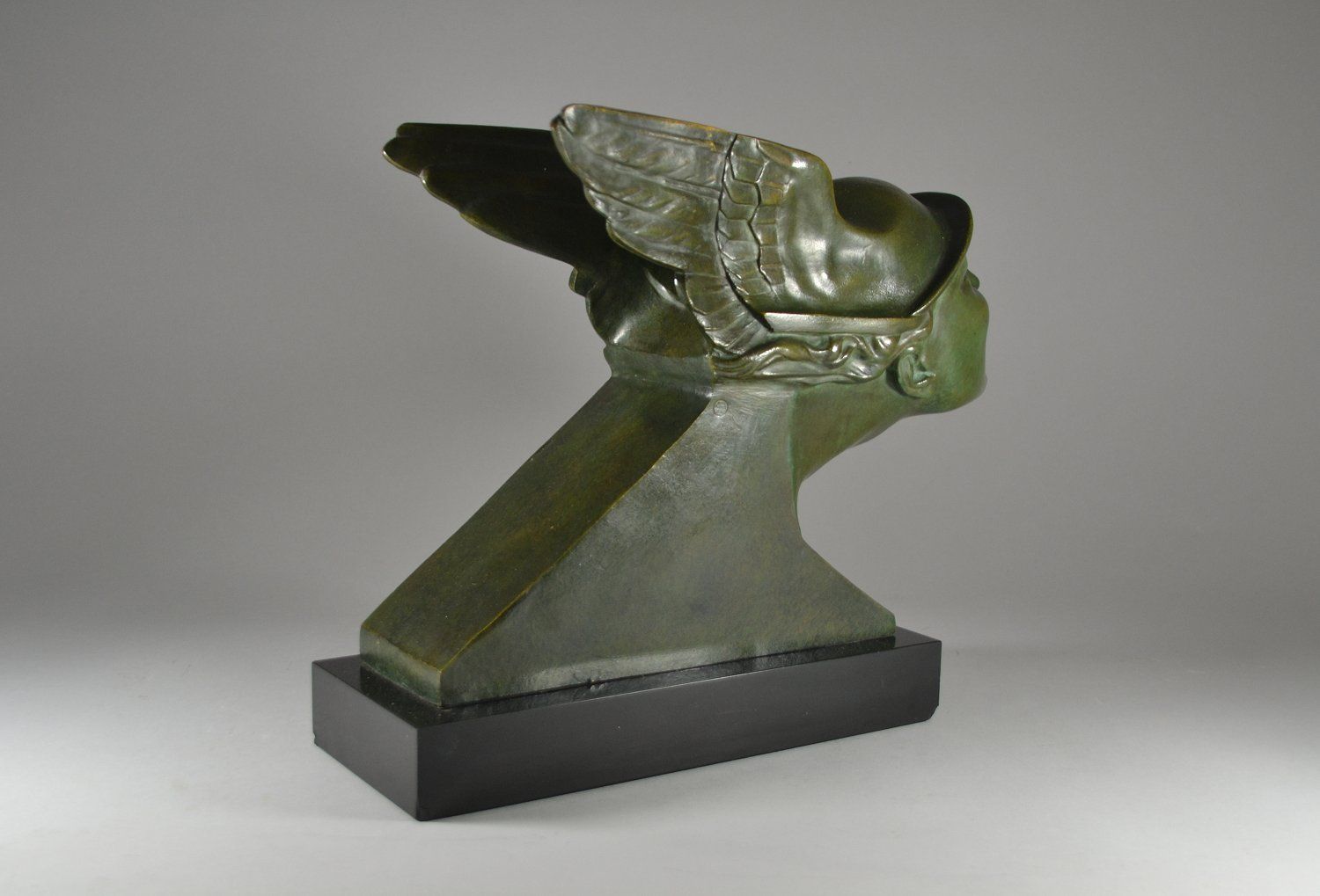 638 Sold Rare Art Deco Bronze - Alberto Bazzoni - Circa 1930 'Hermes' - Image 8