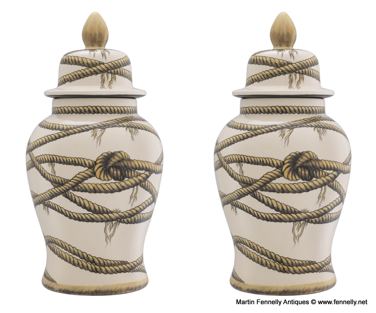 M133 Stunning Pair of Marine Themed Lidded Vases - Large