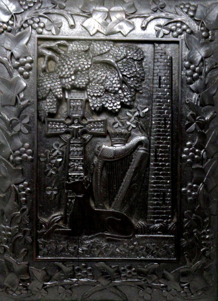 234 Sold Antique Irish Bog Wood Oak Plaque Harp Shamrock Cornelius Goggin Dublin Ireland - Image 6