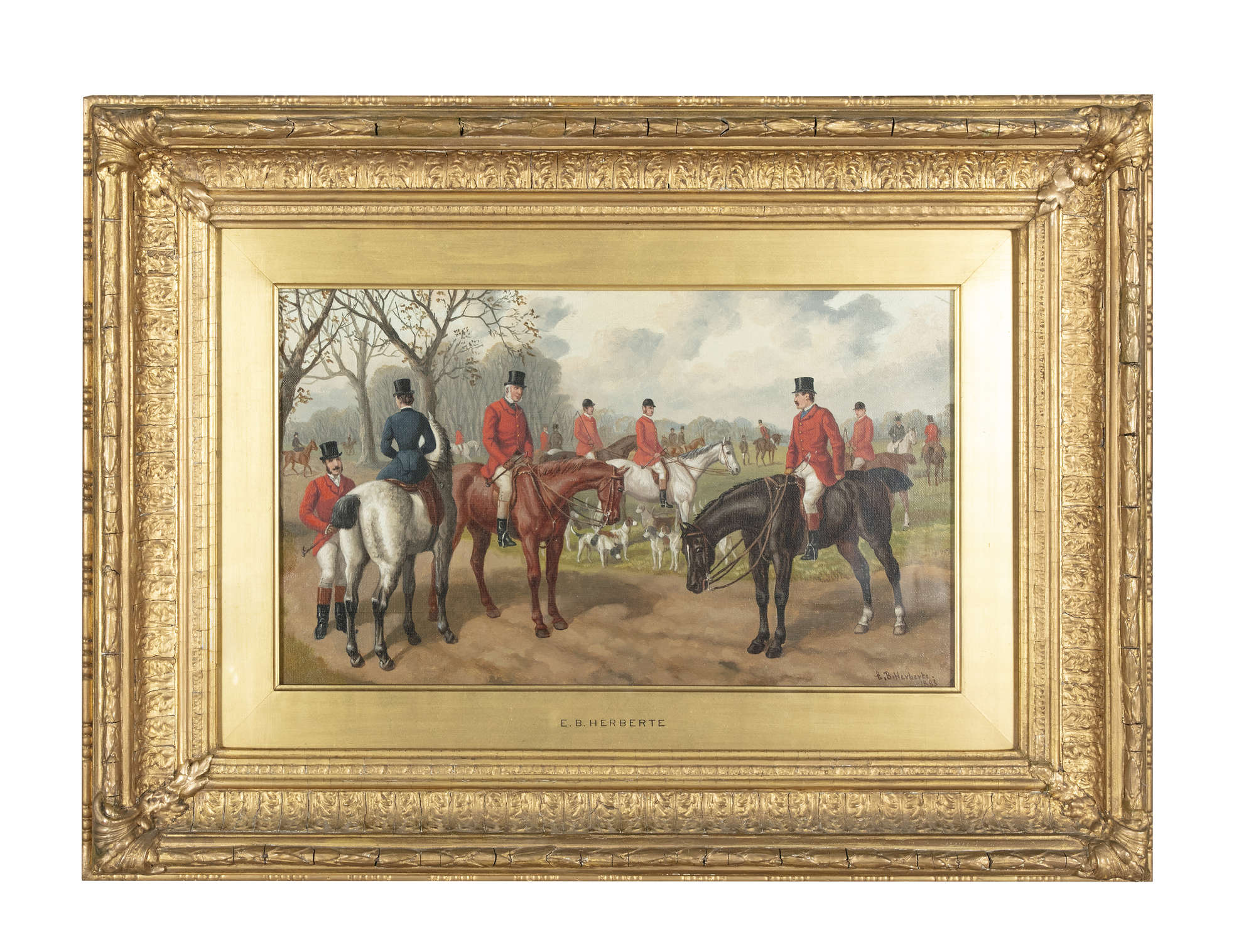 863 Sold EB Herberte 'The Meet Up'; 'The Jump' A pair, Oils on Canvas - Image 4