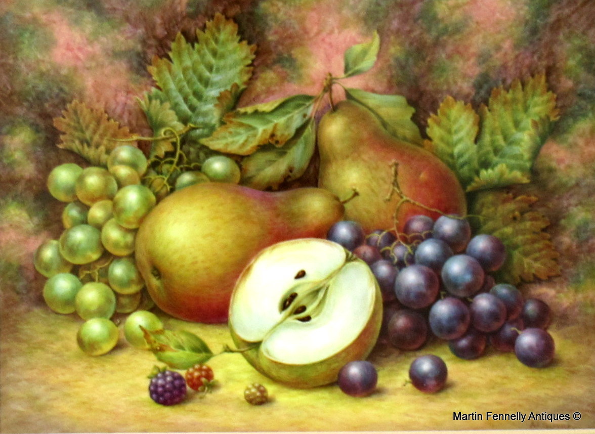 922 Sold A.R. Telford Porcleain Plaque Still Life Fruits poss. Royal Worcester