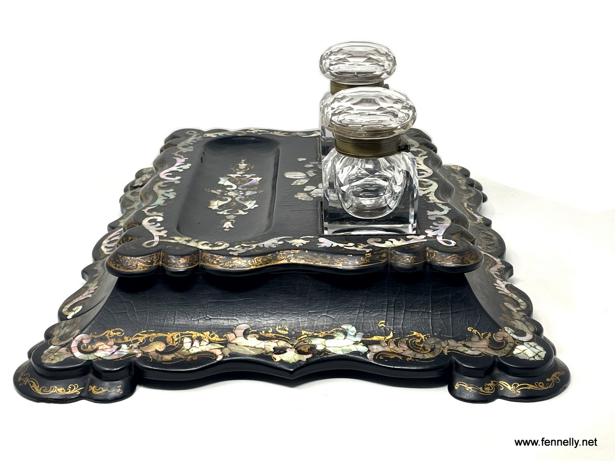 544 English Victorian Japanned Papier Mache desk set Circa 1890 - Image 9