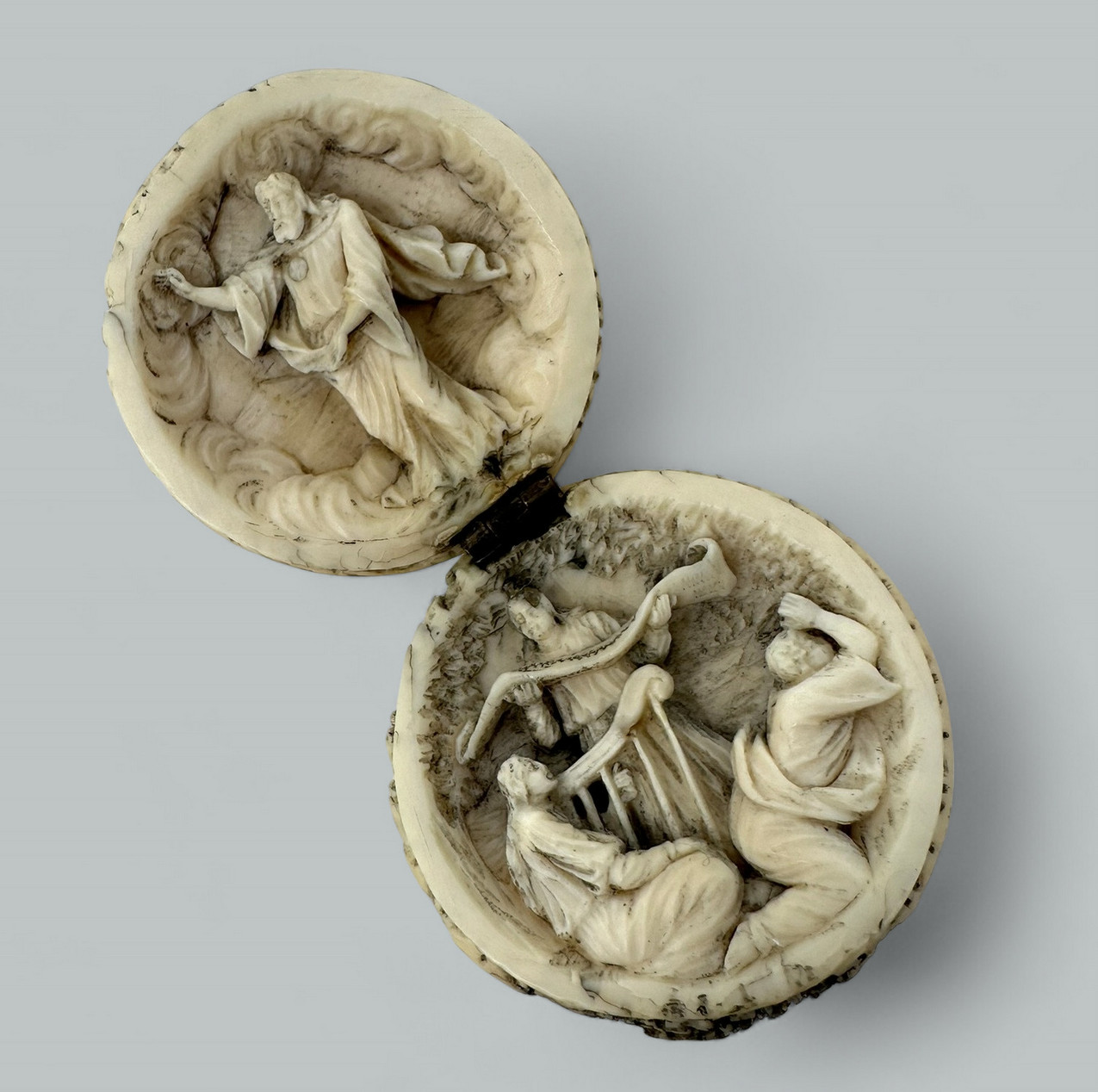 721 Sold Antique Hand Carved Grand Tour Ivory Spheres Diptych Form 19th Century - Image 6