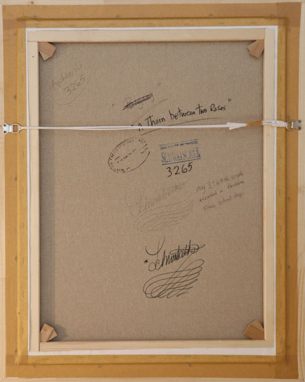 126 John Schwatschke 'A Thorn between Two Roses' Oil on Canvas - Framed - Image 3