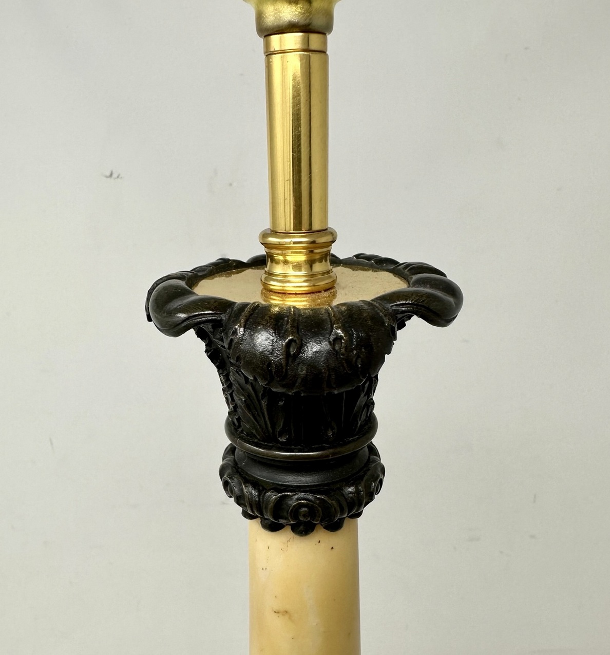 224 Sold Antique Pair of French Doré Bronze Ormolu Sienna Marble Candlesticks Table Lamps - Image 6