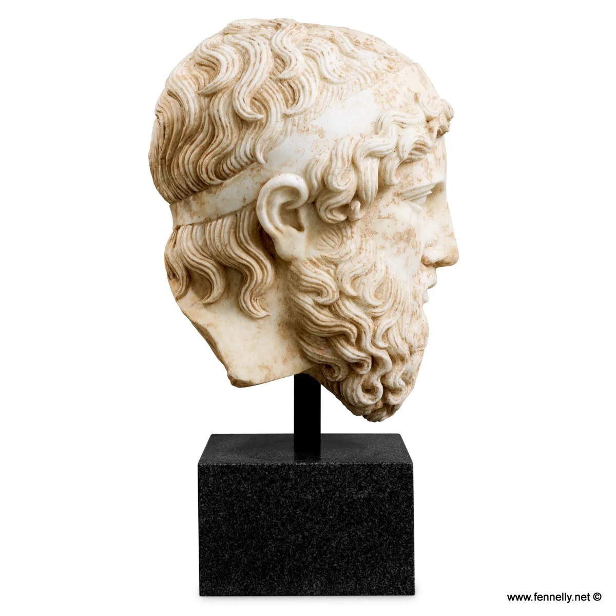 M189 Sold Bust Hermes - Marble and Granite Base - Hand Carved Met-Eichholtz - Image 5