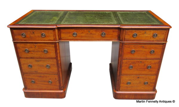 220 Sold Superb Flame Grain Mahogany Early Victorian Twin Pedestal Desk 19thCt
