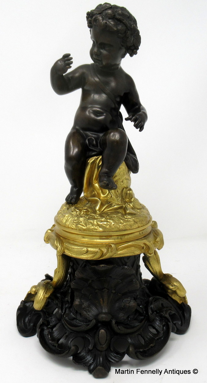 276 Sold Manner of Michel Claude Clodion Pair Bacchus Putti Bronze Ormolu Figures 19thCt - Image 4