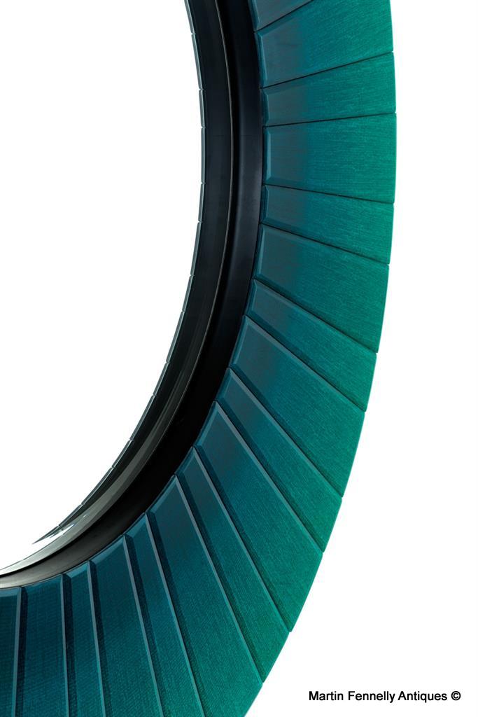 M076 1950's Inspired Circular Green Mirror - Mid Century with Geometric Detail - Image 3