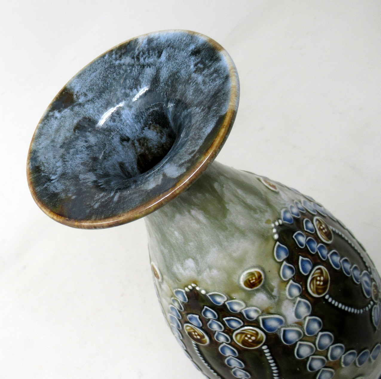 346 Antique Pair English Porcelain Royal Doulton Ceramic Art Nouveau Vases Urns - Image 4