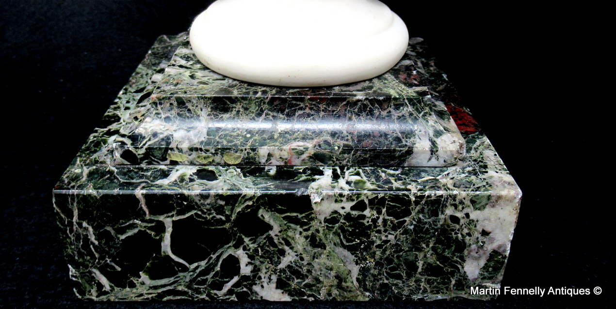 654 Sold Parian Bust of Apollo Belvedere possibly Copeland Green Marble Base 19thCt - Image 7