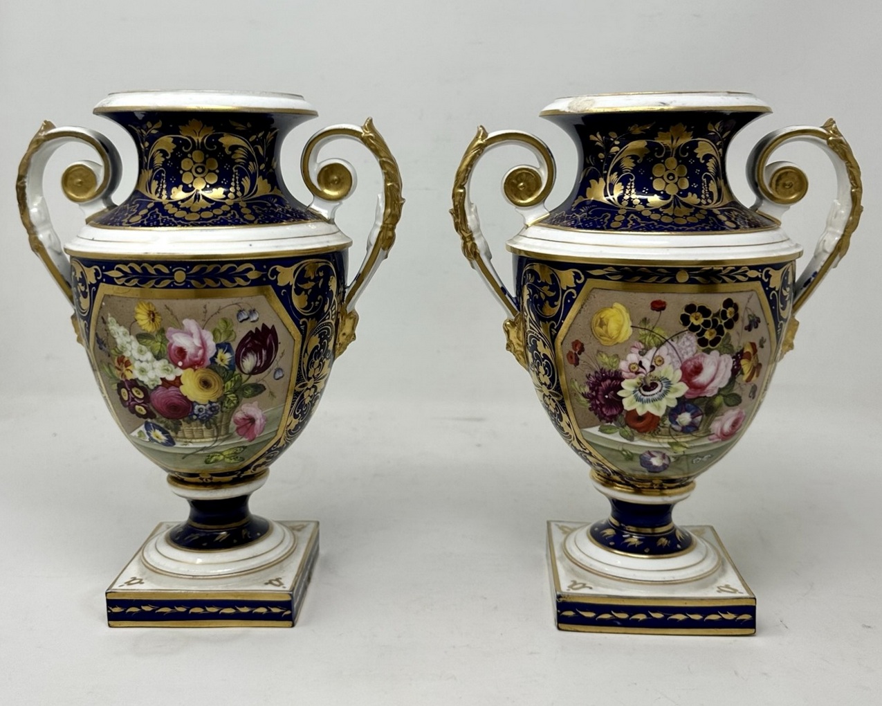 317 Antique Garniture English Royal Crown Derby Porcelain Vases by Thomas Steel 19C - Image 3