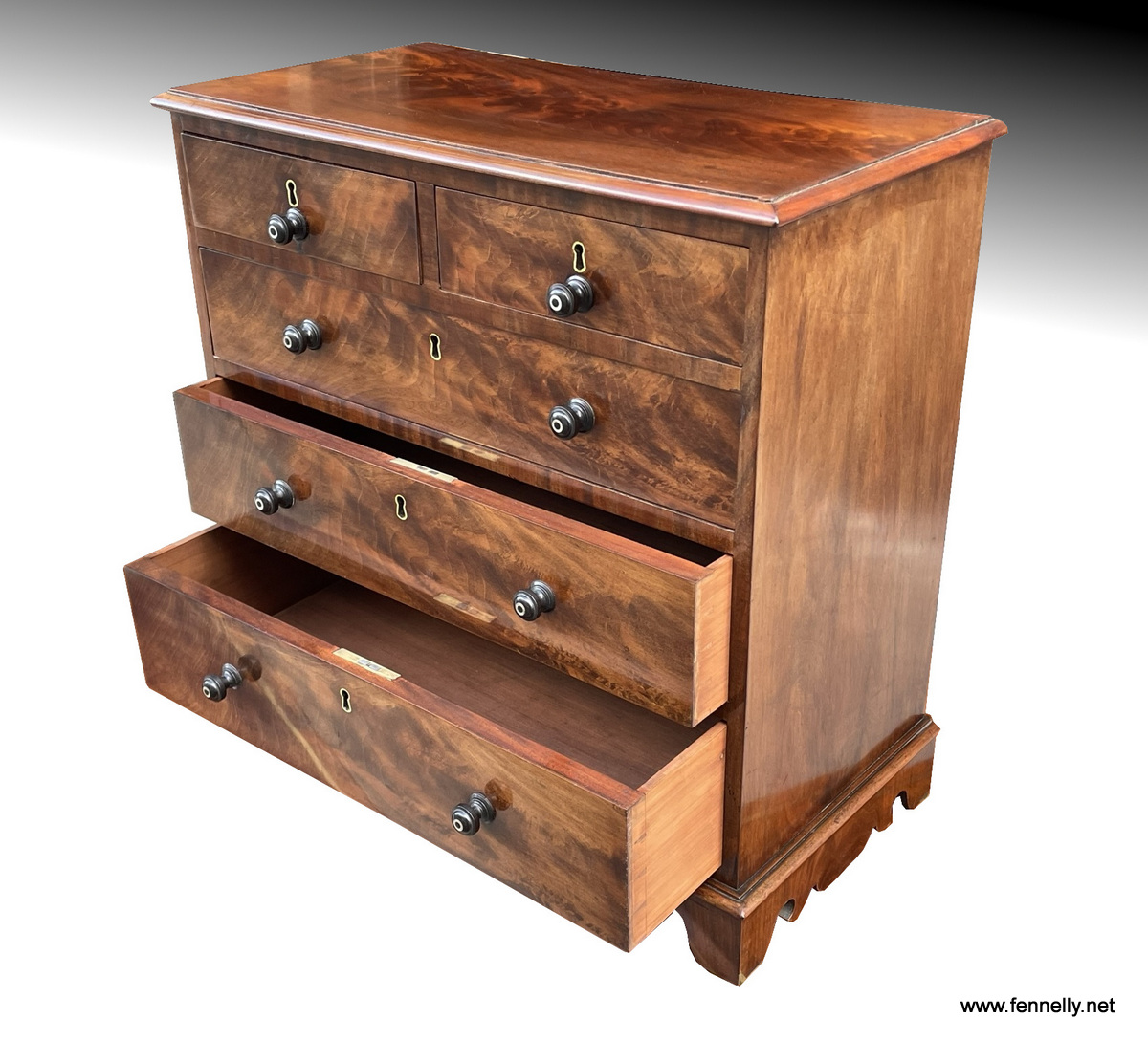 858 Sold Regency Feathered Mahogany Apprentice Chest - Circa 1820 - Image 2