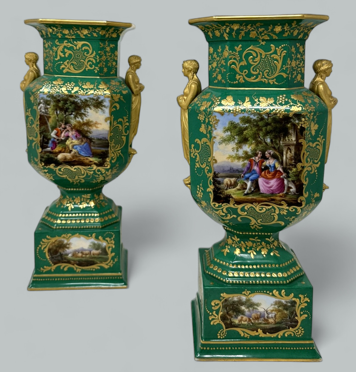 611 Sold Antique Pair French Sèvres Porcelain Gilt Mounted Urns Vases Centerpieces 1830 - Image 2