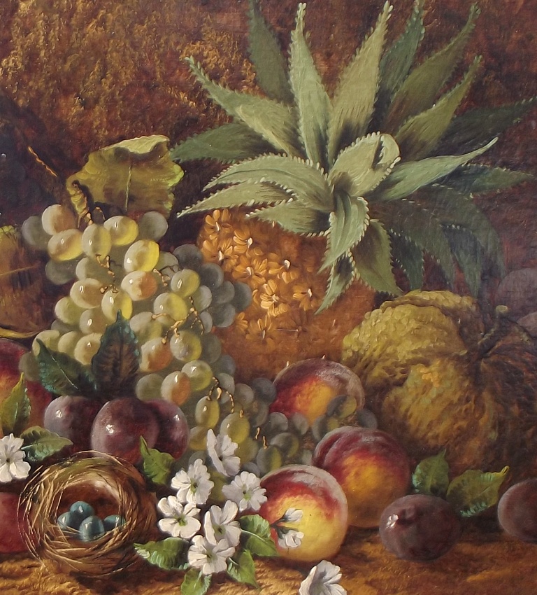 473 Fine Still Life of Fruit Oil on Canvas Painting Circa 1860 - Image 3