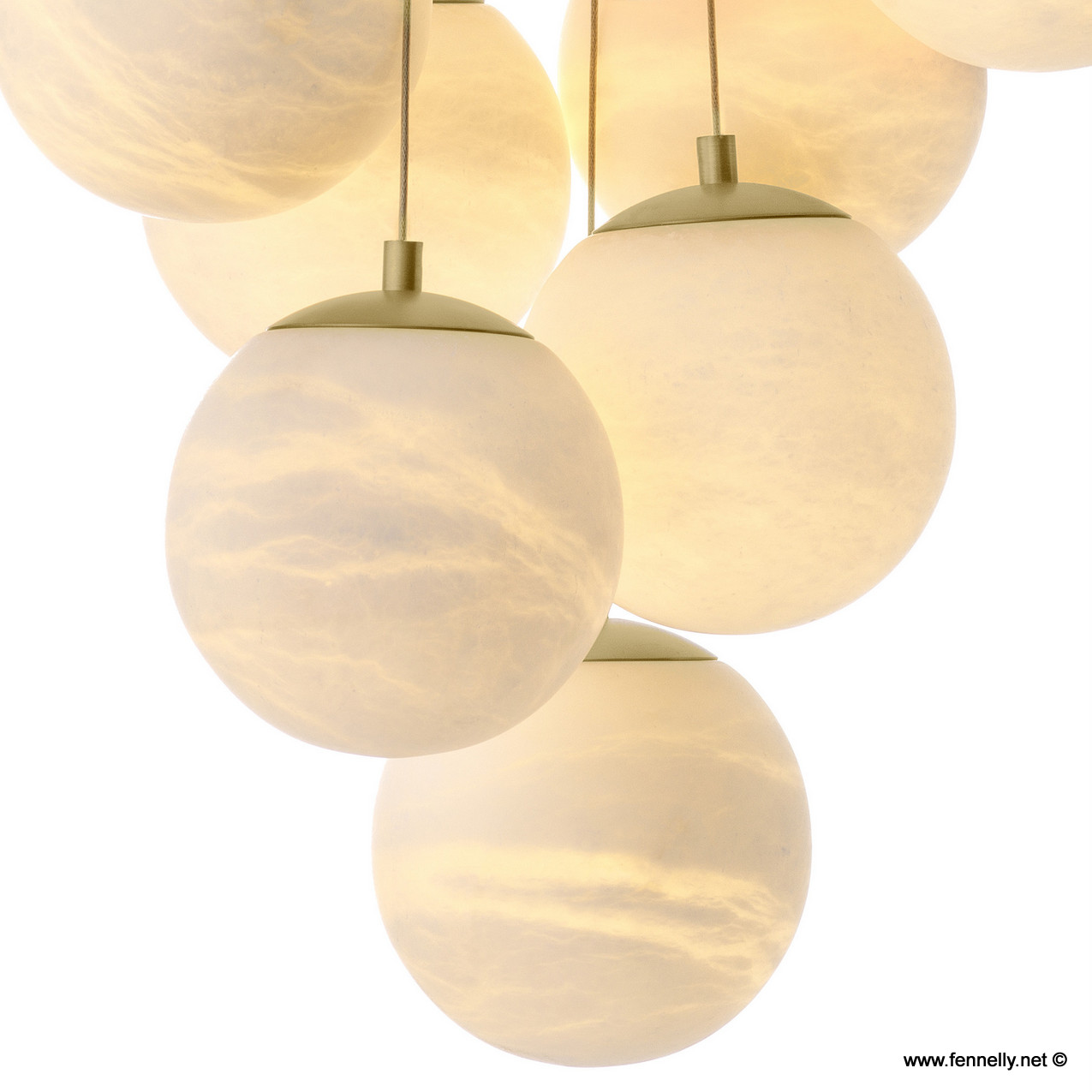 M163 Stunning Retro Chandelier - The Sphnix - Large 13 Alabaster Shades - Image 4