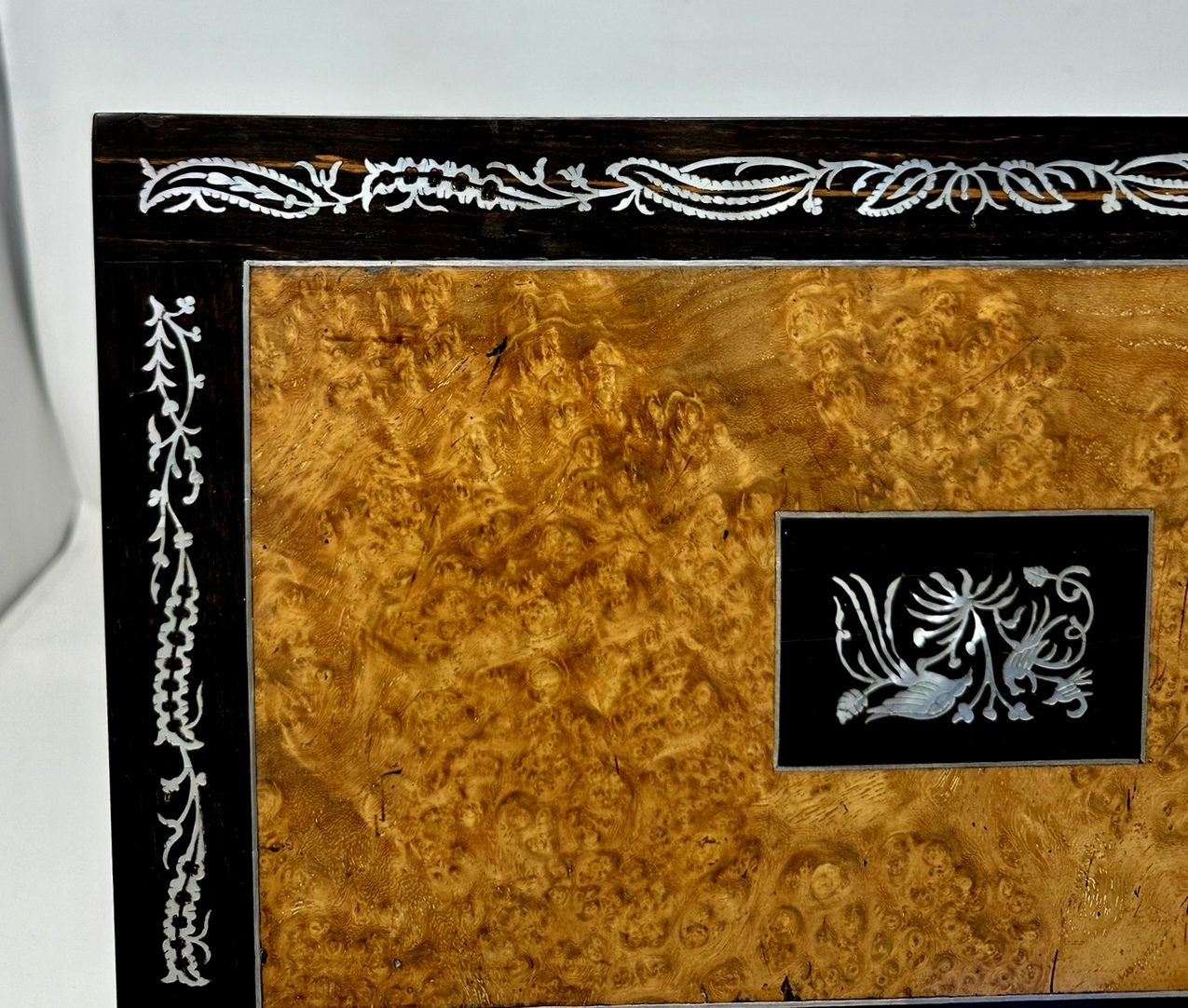 914 Sold Inlaid Burl Amboyna Coromandel Desk Wooden Writing Slope Box 19Ct - Image 5