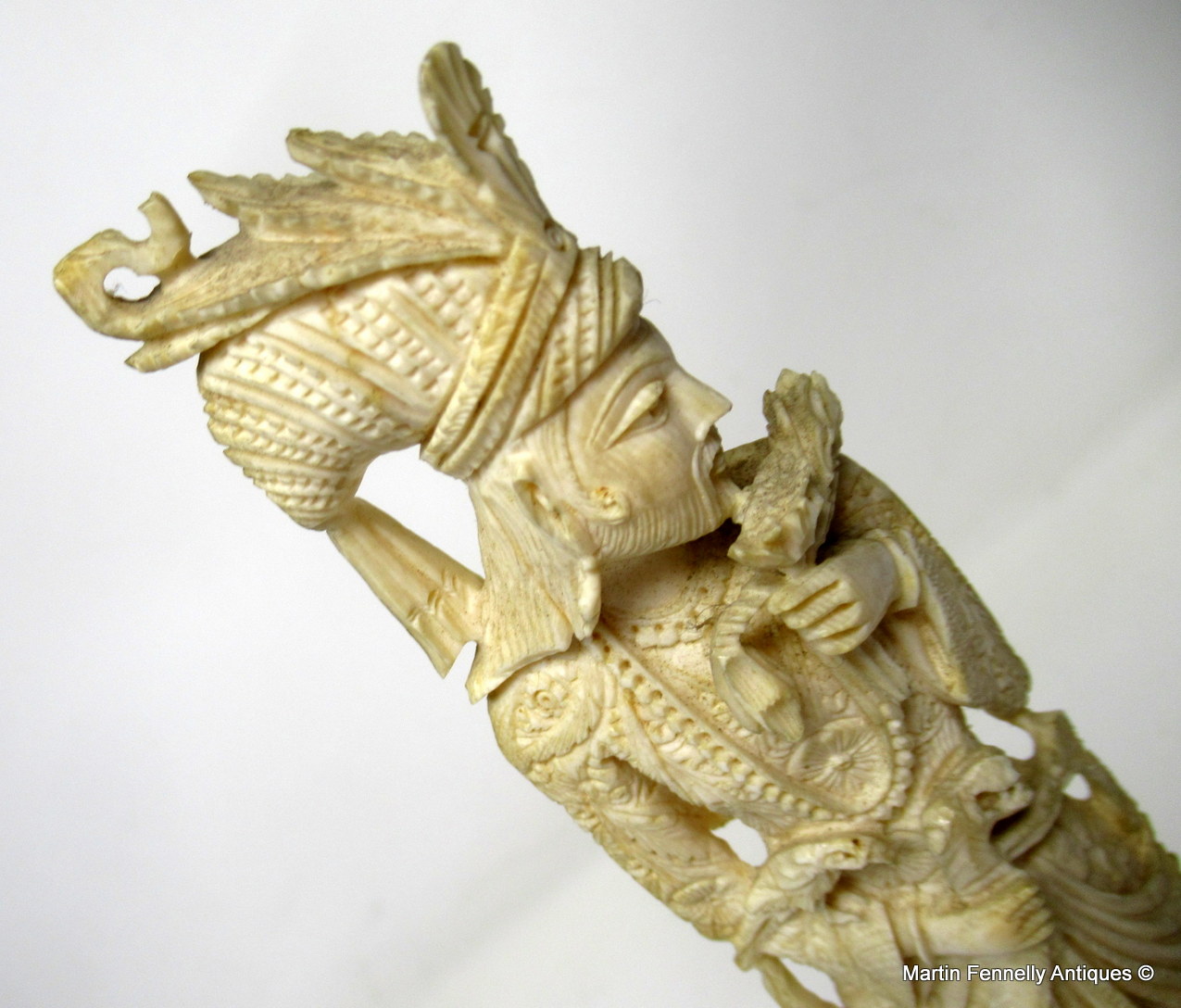 437 Antique Carved Bone Figure of Chinese Dignitary Male 19th Century - Image 5