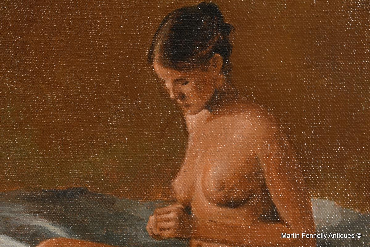 581 Sold Ted Jones - Oil on Canvas - Seated Female Nude - Circa 1992 - Image 6