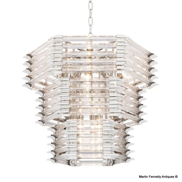 M086 Sold Superb Clear Glass Rod and Nickel luxury modern chandelier