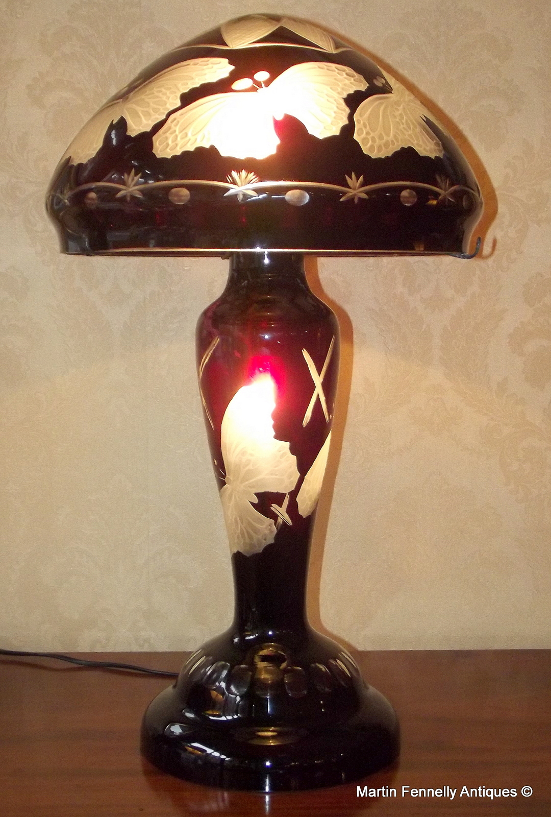 505 Sold Large Acid Cut Cameo Lamp - French - Wonderful Quality