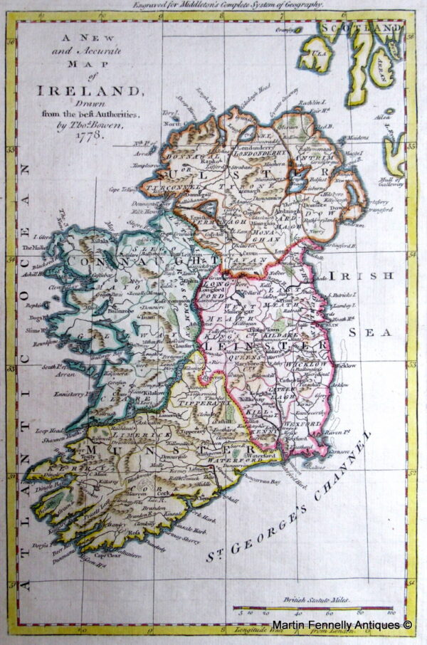 430 Sold Antique Map of Ireland - 1778 - Bowen - English - Original