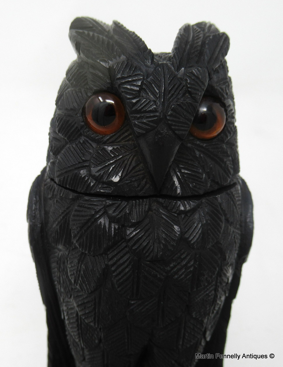 536 Sold Fine Irish Bog Oak Hand Carved Owl poss. by Cornelius Goggin 19thCt - Image 5
