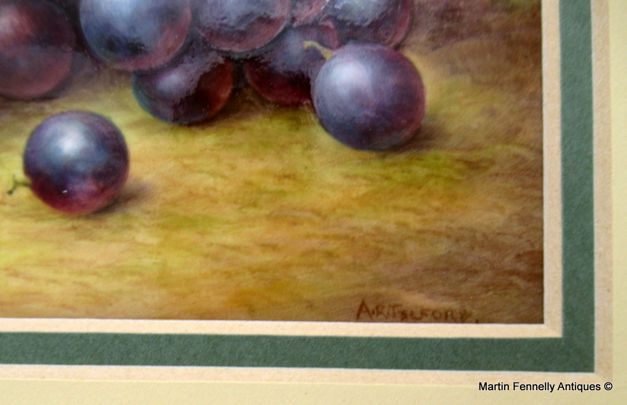 922 Sold A.R. Telford Porcleain Plaque Still Life Fruits poss. Royal Worcester - Image 3