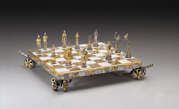 872 Sold Superb Luxury Chess Set - Bronze Gold and Silver - Italian - Napoleon