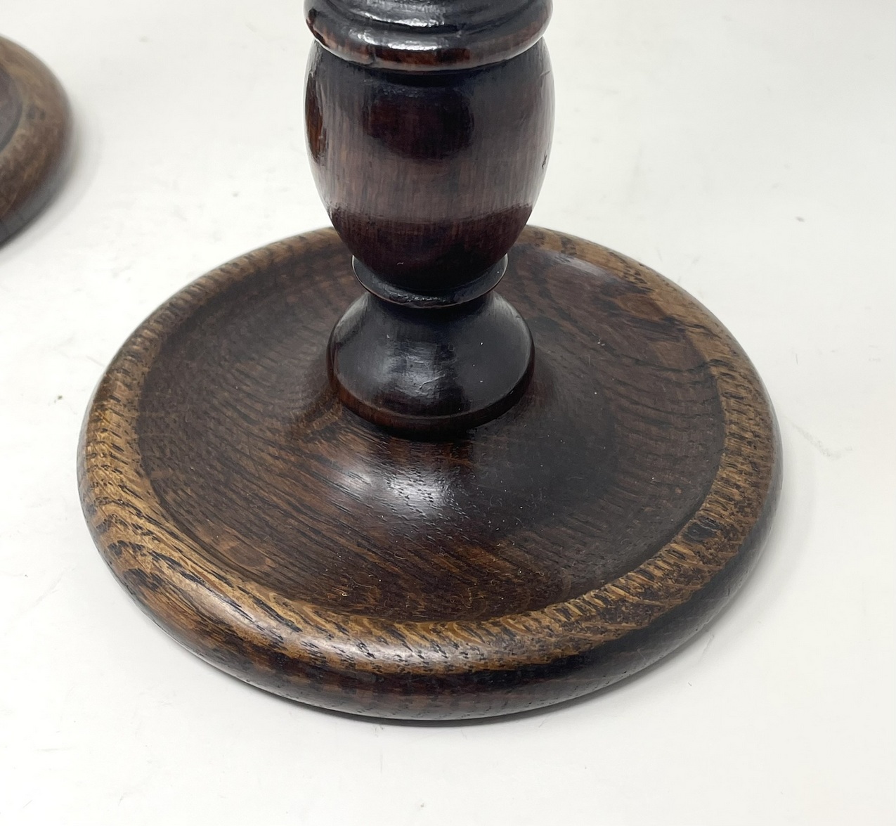 665 Large Pair - Oak and Brass Candlesticks - Circa 1890 - Image 5