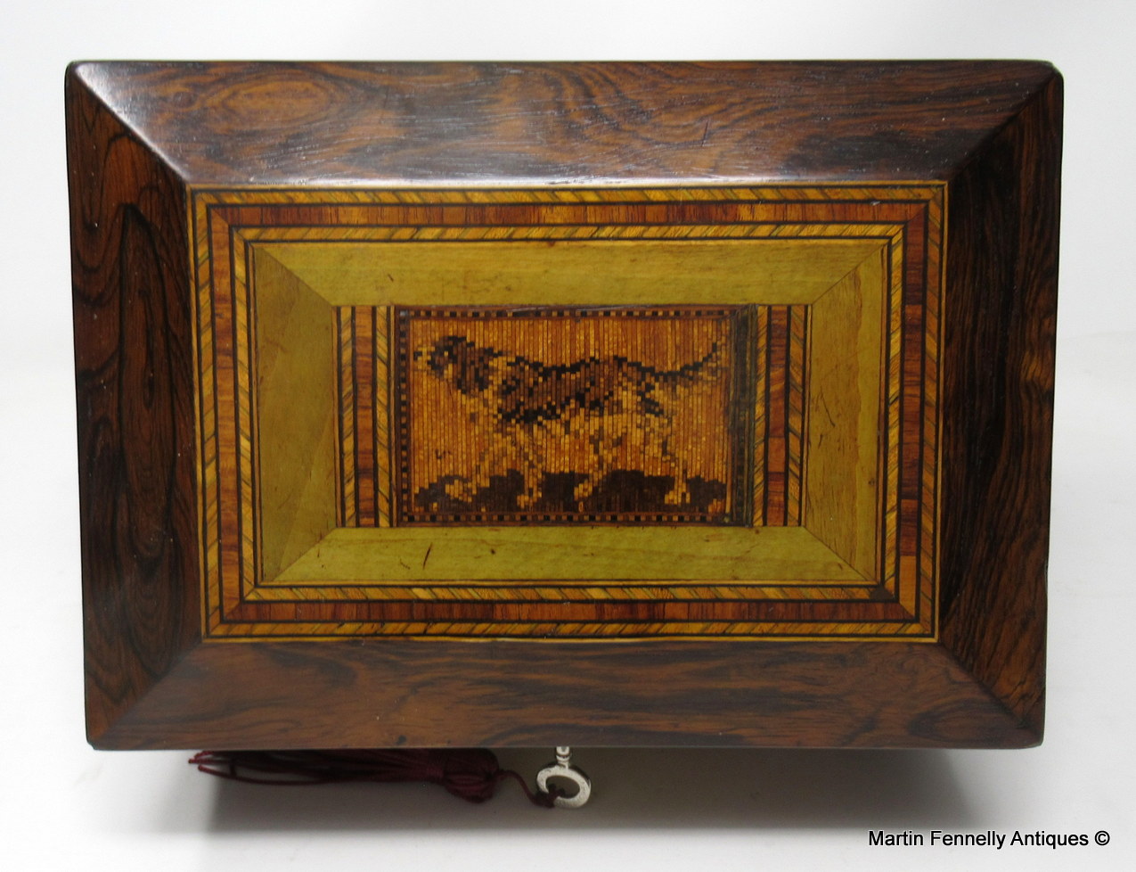 168 Sold Antique Victorian Rosewood Tunbridge Ware Double Tea Caddy Box 19th Century - Image 5