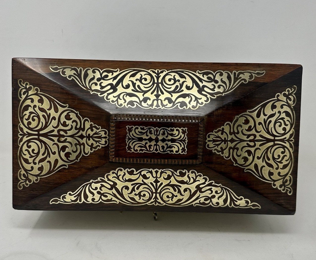 886 Sold Antique Brass Inlaid Rosewood English Tea Caddy Box Regency Gillows Lancaster - Image 5