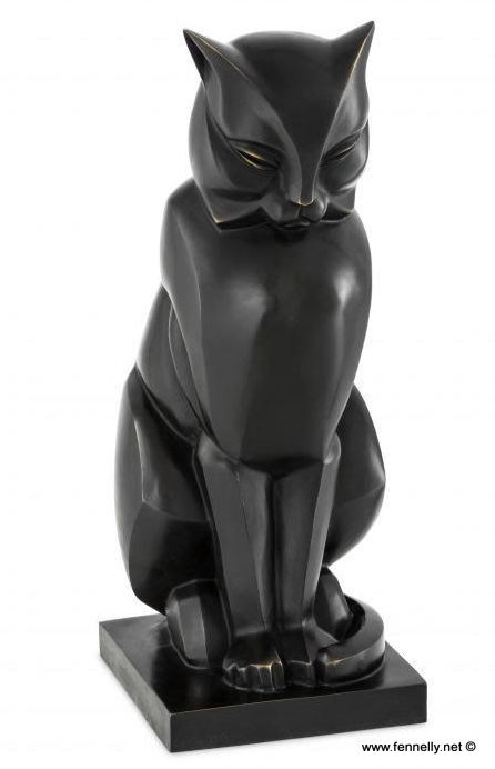 778 Large Pair Bronze Cats - Art Deco -on Plinths - Image 5