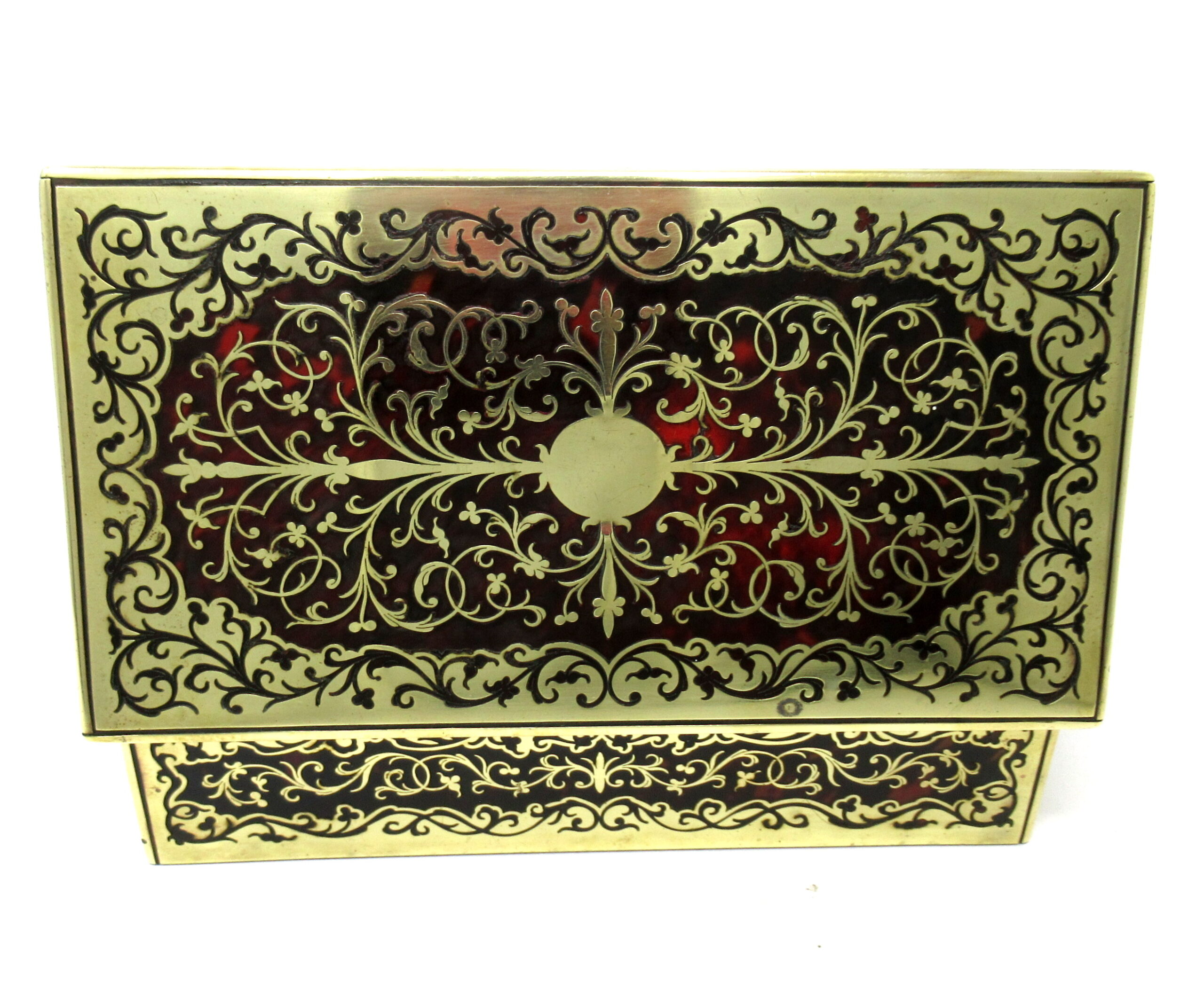 471 Sold Antique French Brass Inlaid Ebony Boulle Mahogany Jewellery Trinket Box Casket - Image 6
