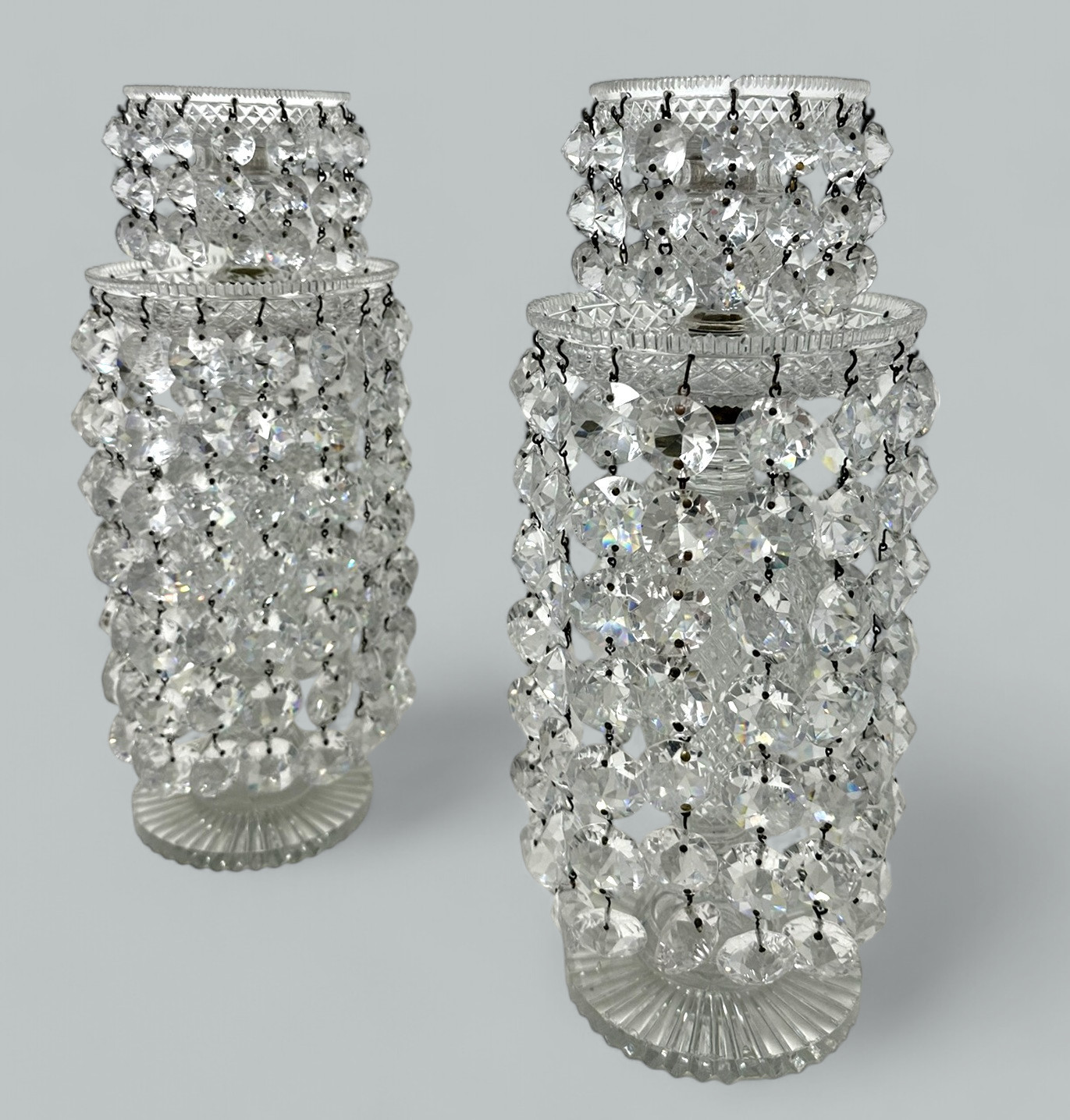 798 Sold Antique Pair English Regency Candlesticks Crystal Glass Lusters Atrb John Blades - Image 2