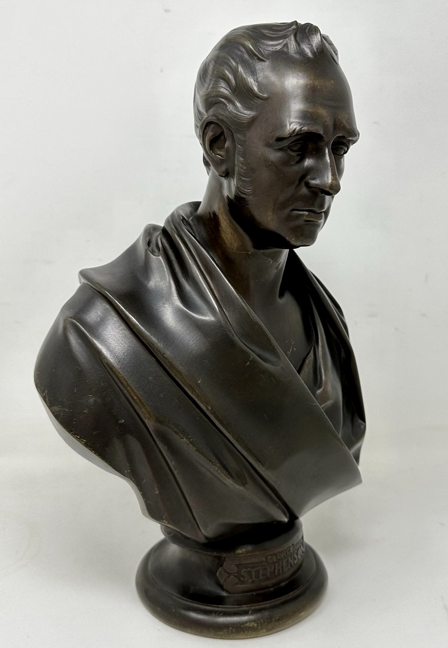 768 Antique Male Bronze Bust George Stephenson Railways Interest Edward William Wyon - Image 2