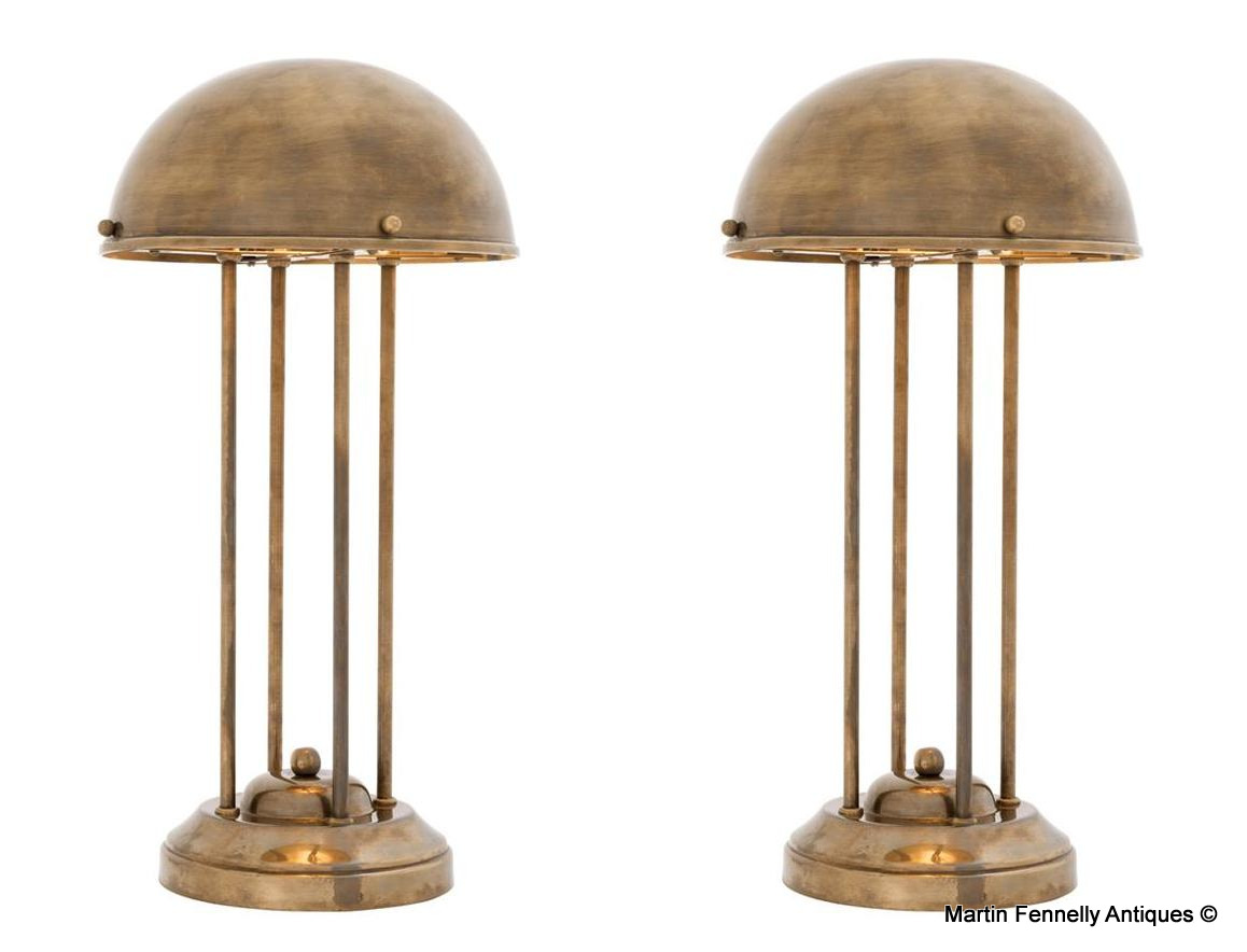 M107 Pair Brass Desk or Console Table Livre Lamps - Eichholtz