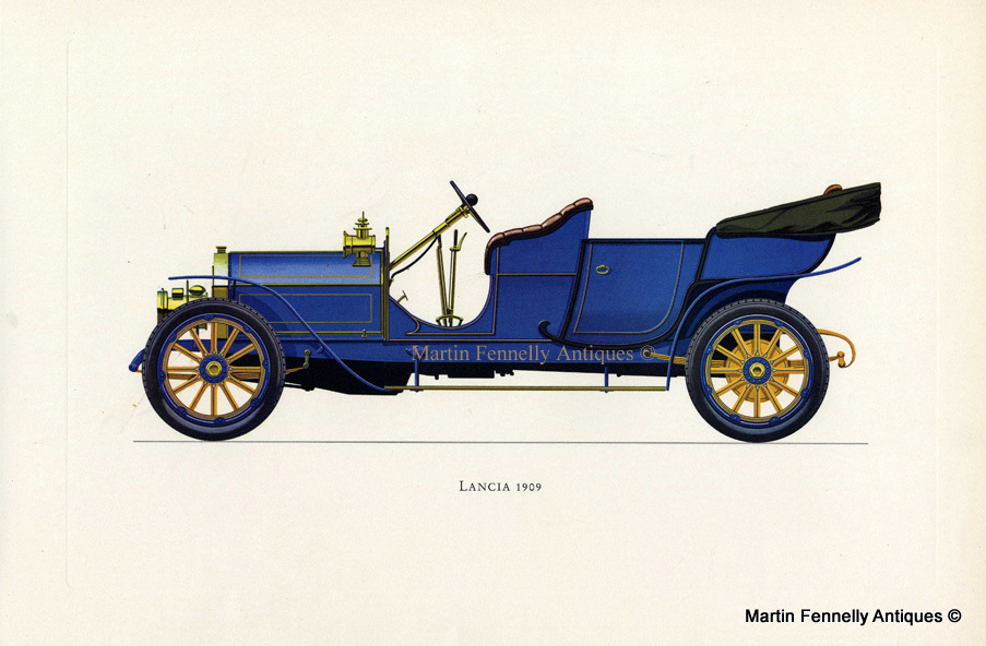 766 Set of Four Framed - Vintage Italian Cars from Veteran and Vintage 1964 - Image 3