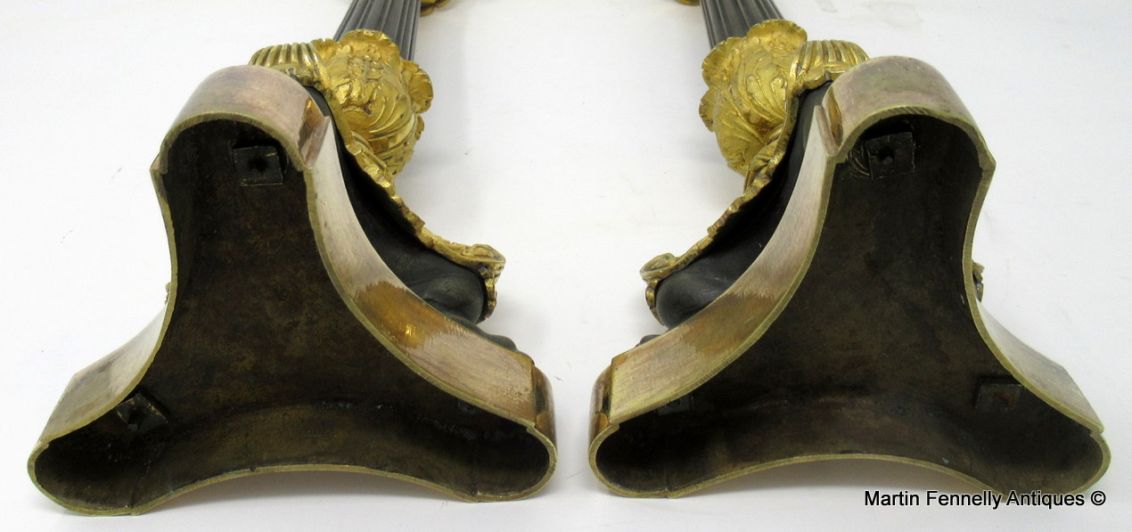 762 Sold Superb Pair French Ormolu Patinated Bronze Empire-Style Candlesticks 19Ct possibly Regency - Image 6