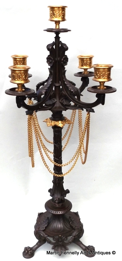 204 Sold Fine Pair of Superbly Cast French Ormolu Bronze Five Light Candelabras Mid 19Ct - Image 4