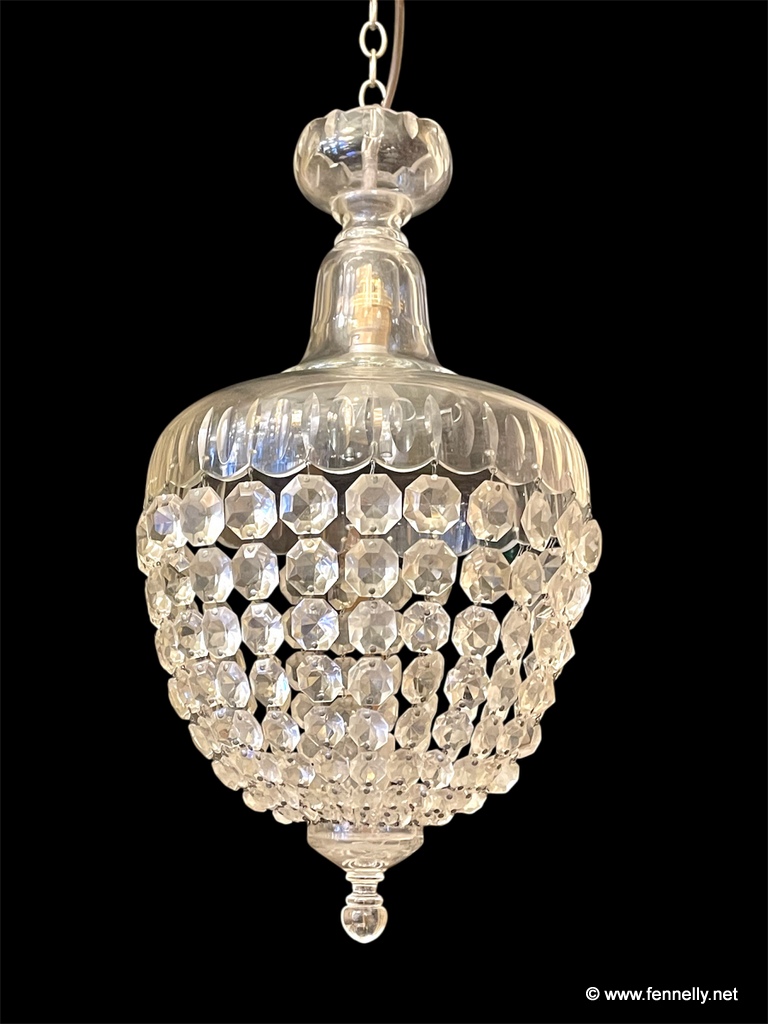 639 Edwardian Crystal Pendant Chandelier - Circa 1900 - Image 2