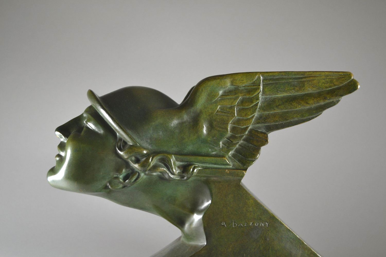 638 Sold Rare Art Deco Bronze - Alberto Bazzoni - Circa 1930 'Hermes' - Image 3