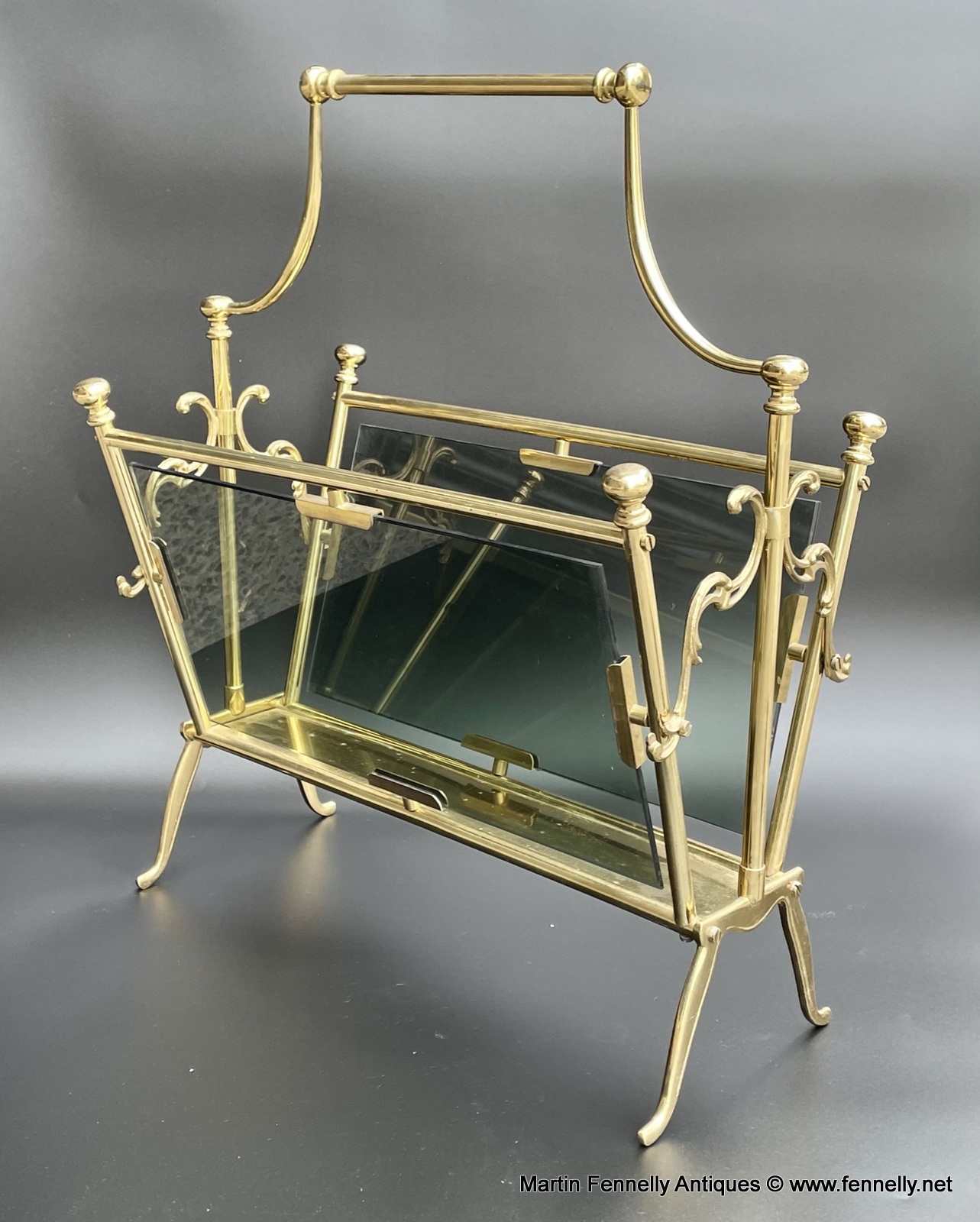 M142 French Mid Century Brass Paper Rack Circa 1950 - Maison Baguès